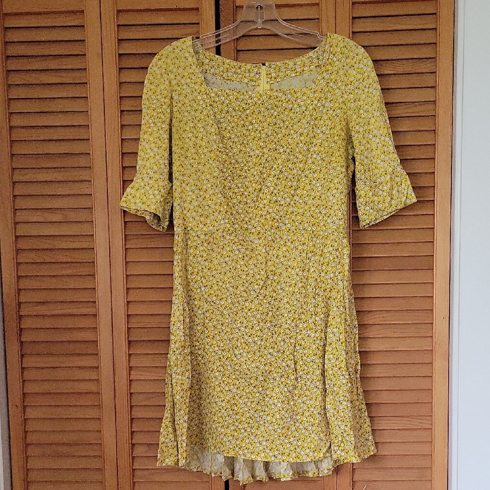Vintage Handsewn Yellow Floral Dress